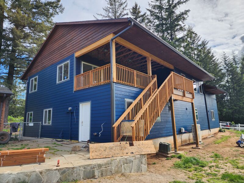 Deck construction project in progress