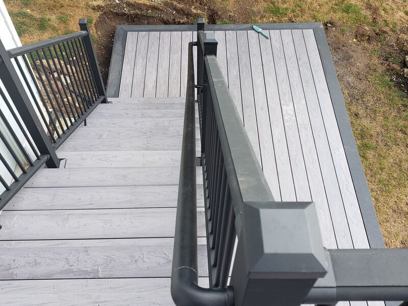 Deck construction project in progress