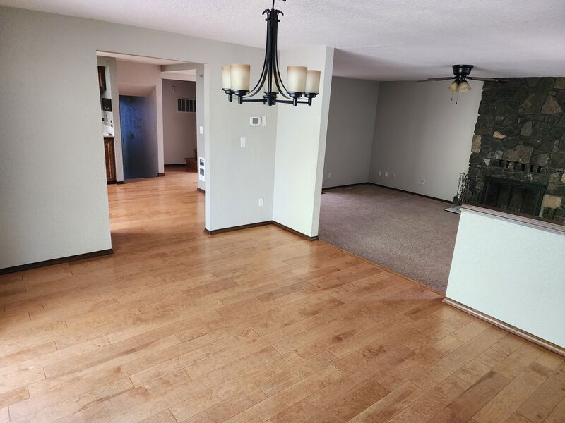 New hardwood flooring, dining and living room