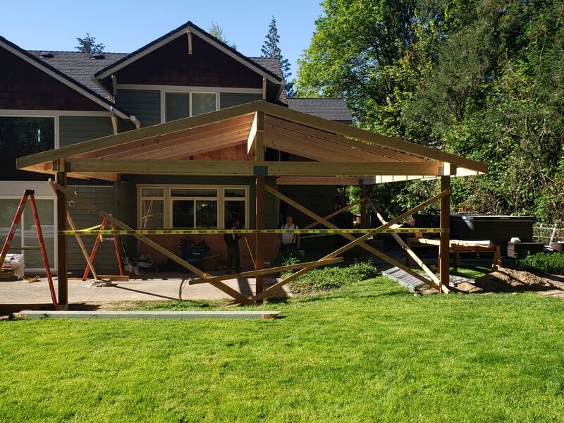 Patio cover build in progress